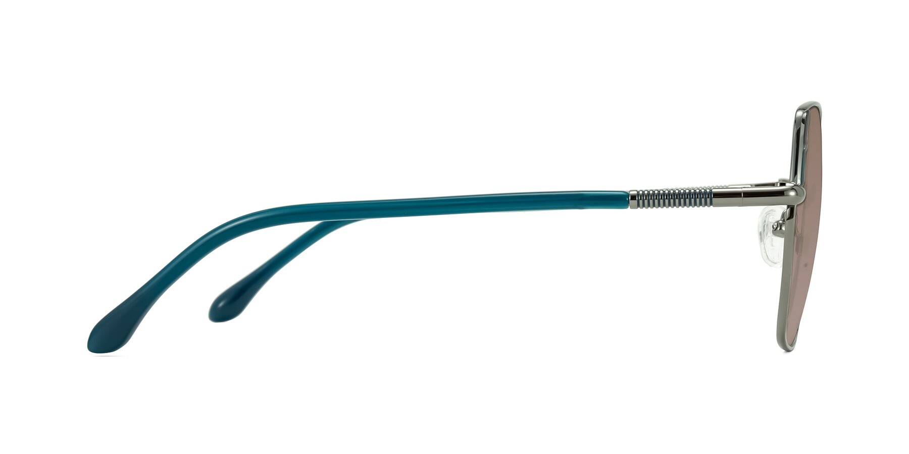 Side of Suarie in Gunmetal/Teal with Medium Brown Tinted Lenses