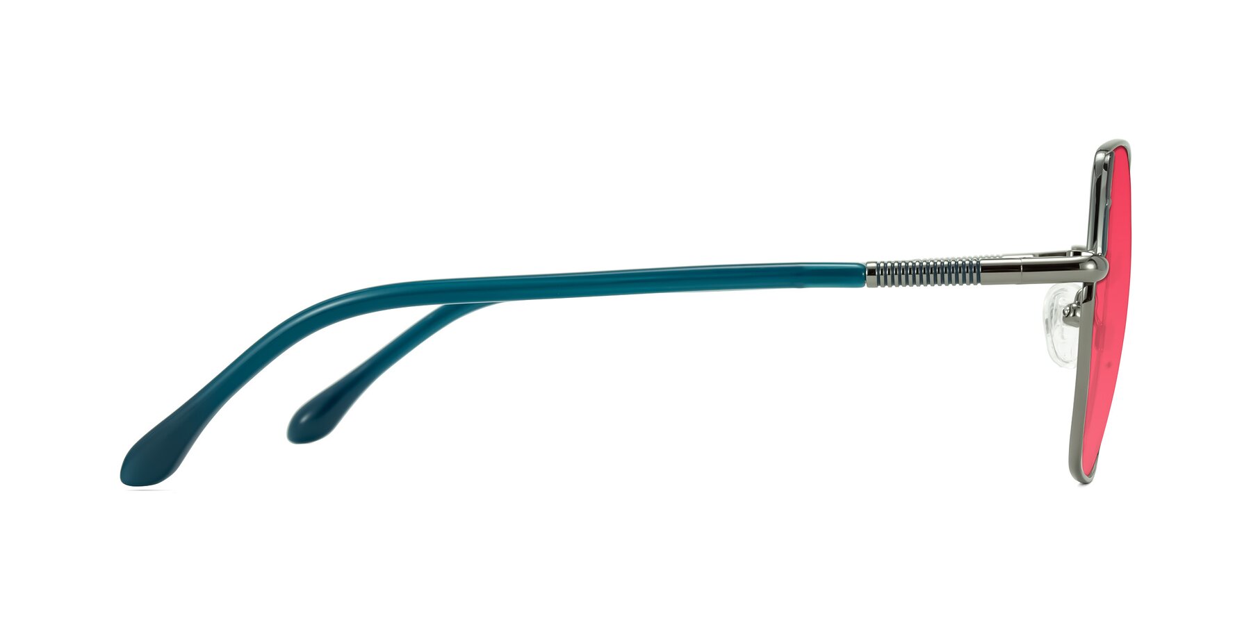 Side of Suarie in Gunmetal/Teal with Red Tinted Lenses