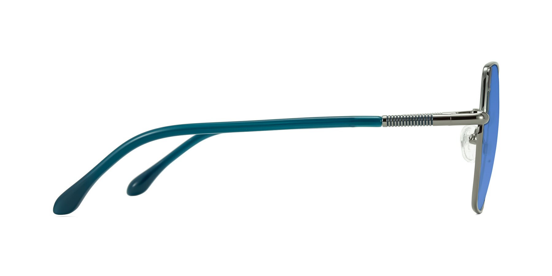 Side of Suarie in Gunmetal/Teal with Blue Tinted Lenses
