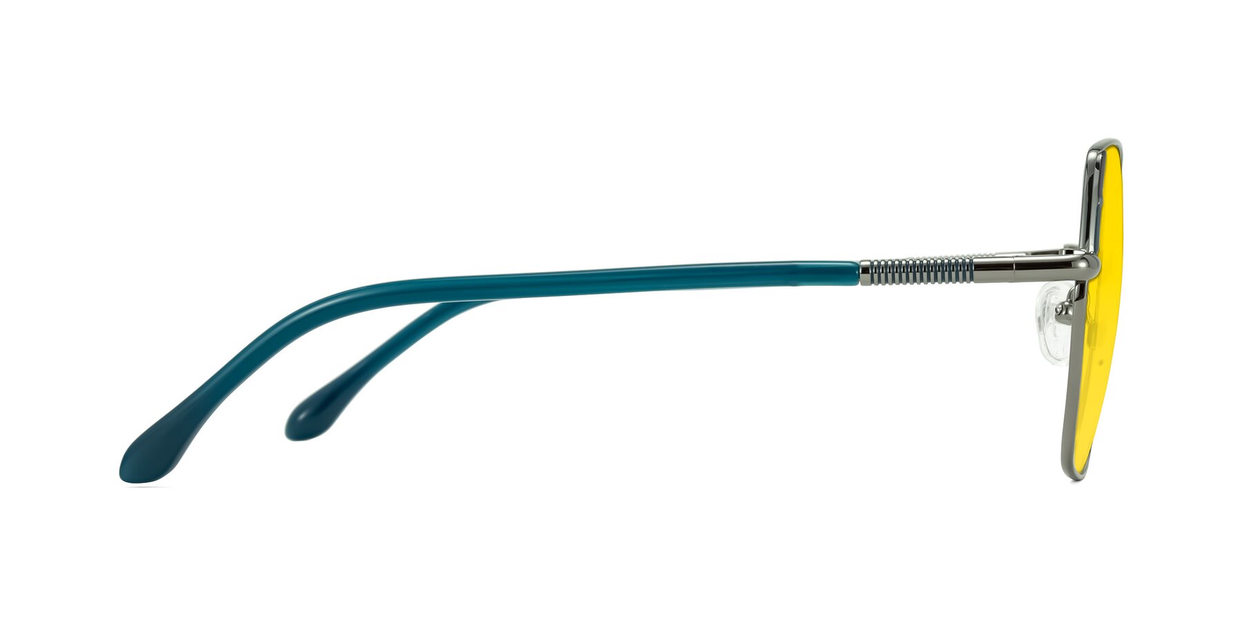 Side of Suarie in Gunmetal/Teal with Yellow Tinted Lenses