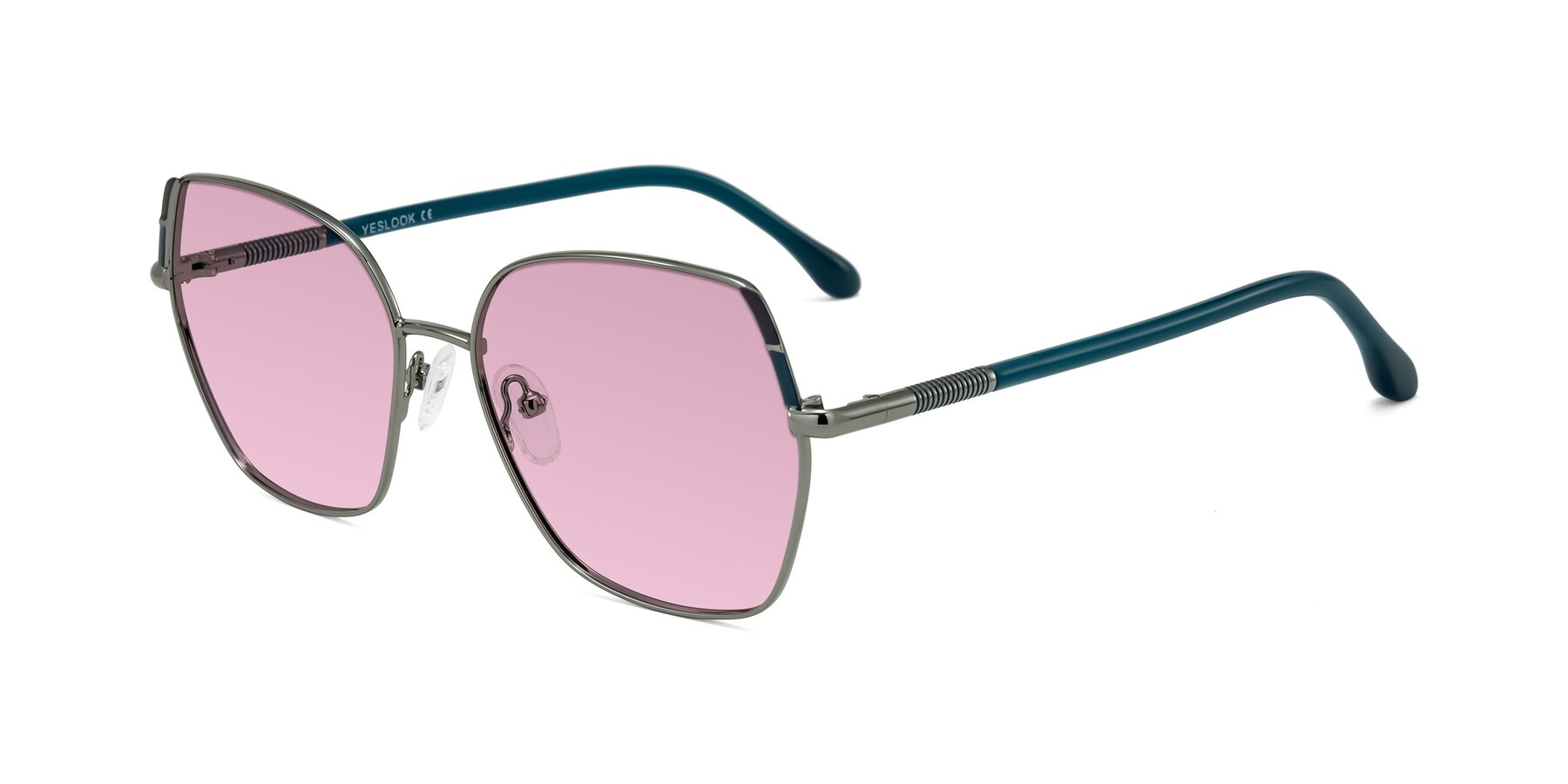 Angle of Suarie in Gunmetal/Teal with Light Wine Tinted Lenses