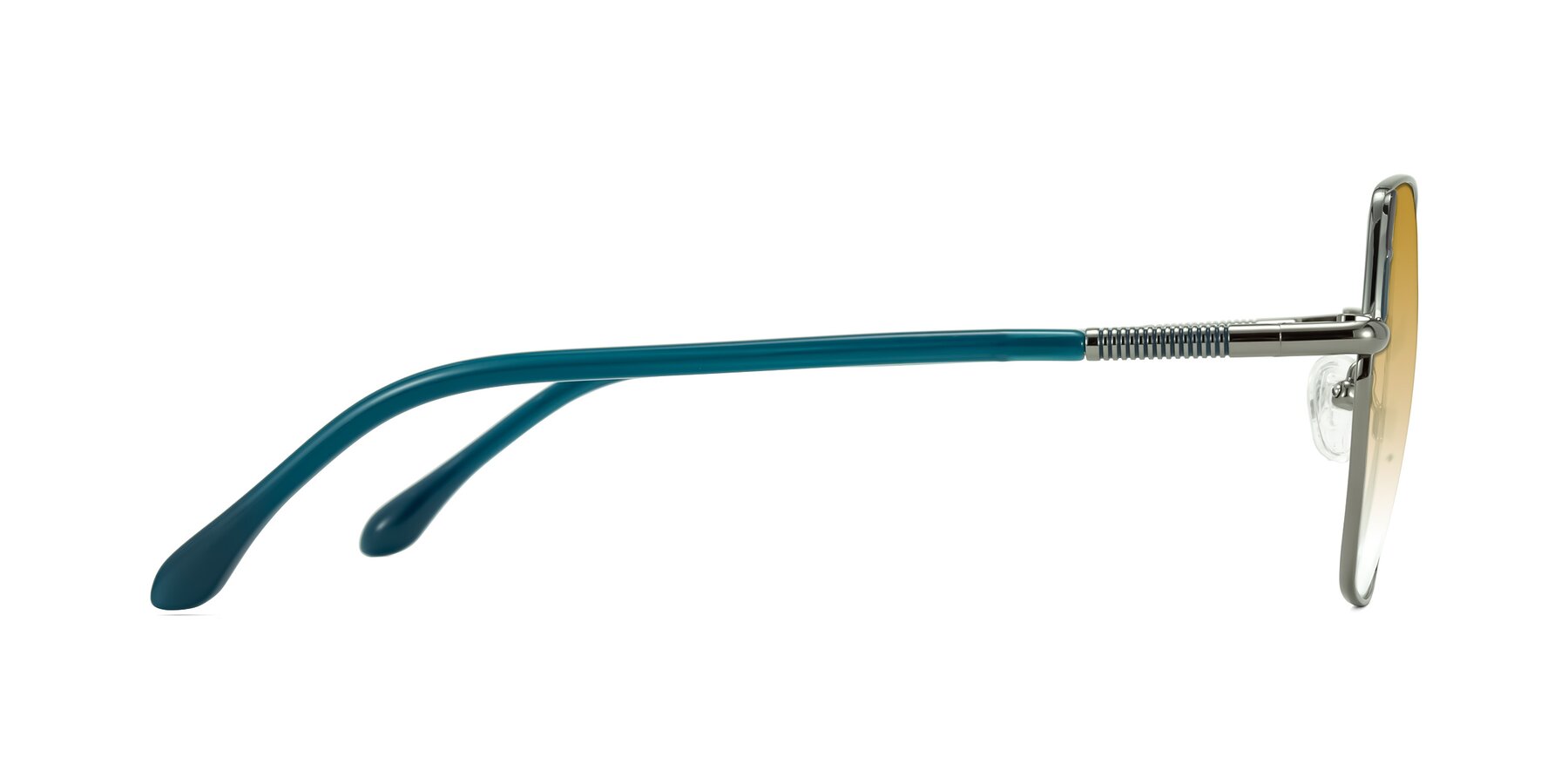 Side of Suarie in Gunmetal/Teal with Champagne Gradient Lenses