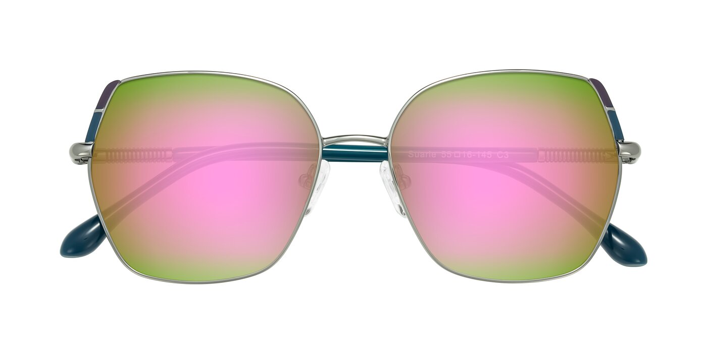 Suarie - Gunmetal/Teal Flash Mirrored Sunglasses