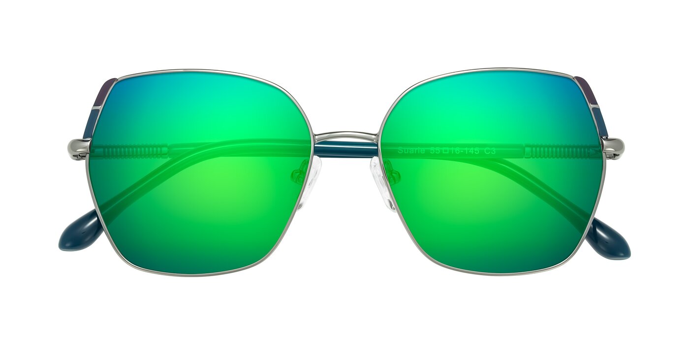 Suarie - Gunmetal/Teal Flash Mirrored Sunglasses