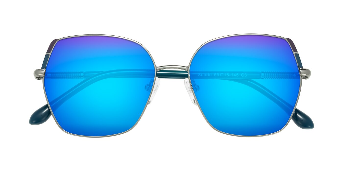Suarie - Gunmetal/Teal Flash Mirrored Sunglasses