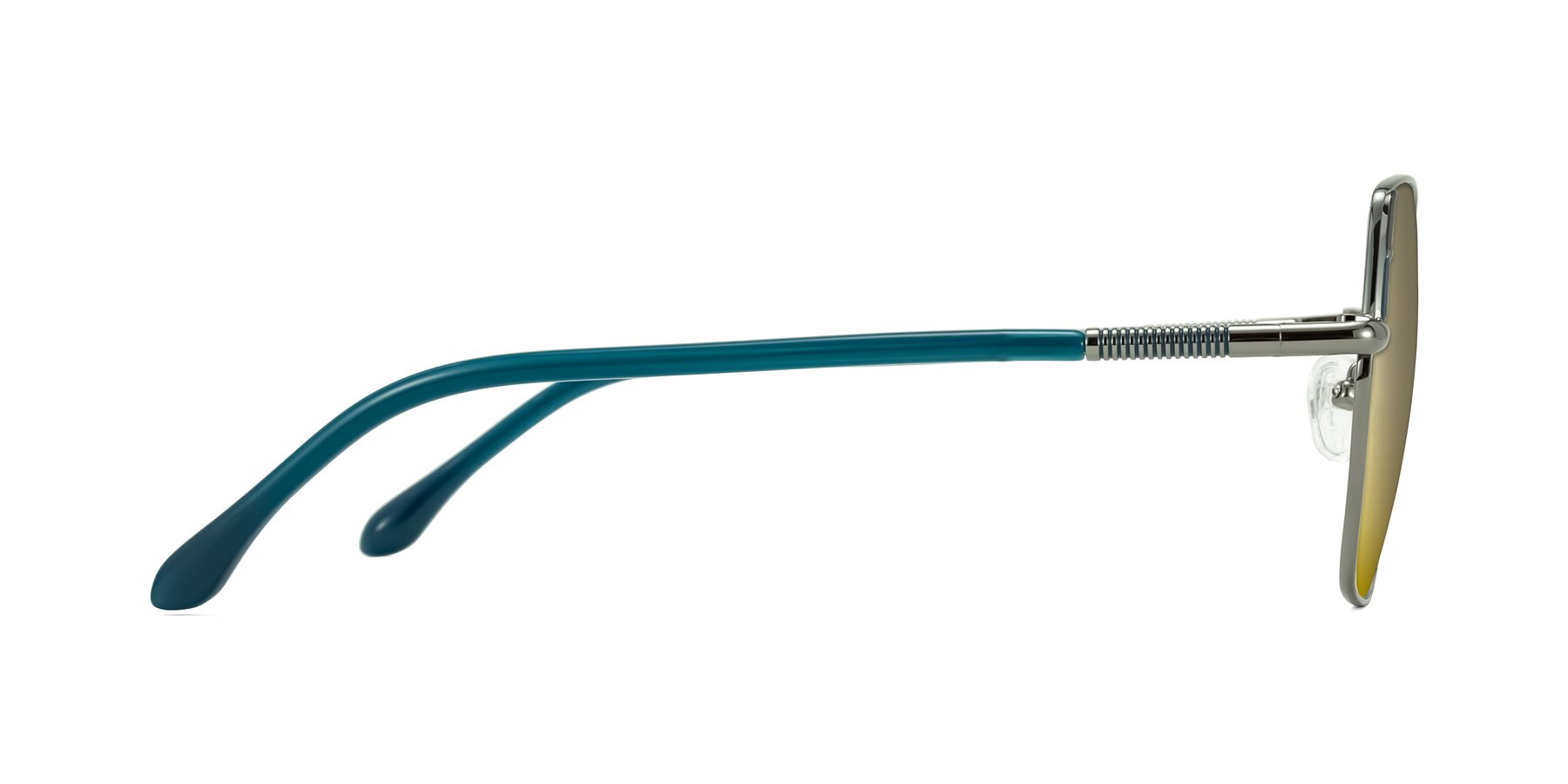 Side of Suarie in Gunmetal/Teal with Gold Mirrored Lenses