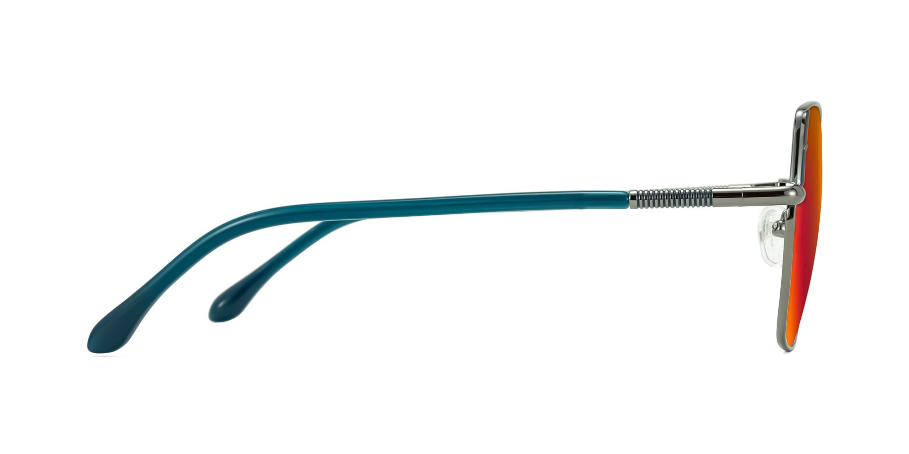 Side of Suarie in Gunmetal/Teal with Red Gold Mirrored Lenses