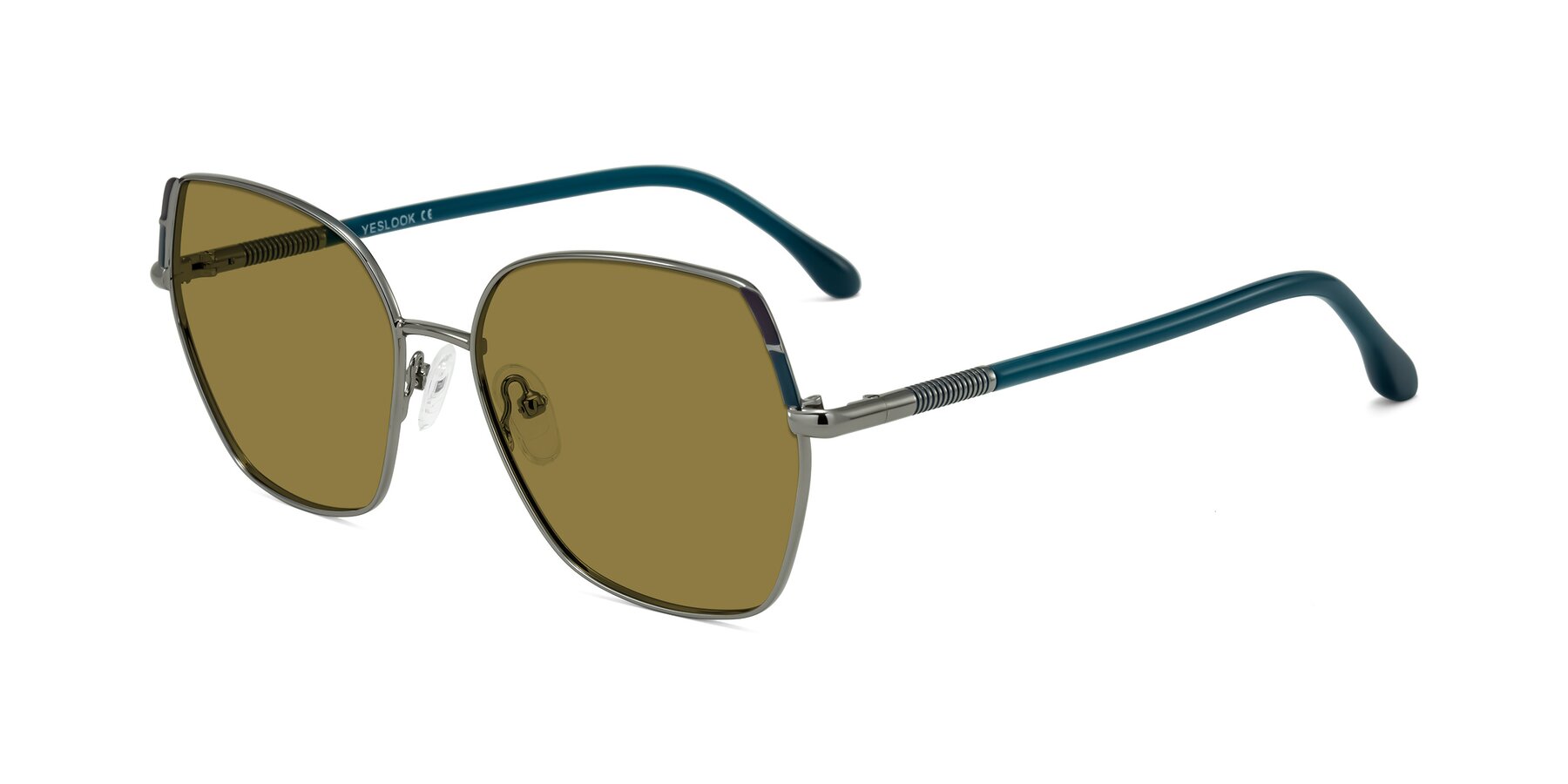 Angle of Suarie in Gunmetal/Teal with Brown Polarized Lenses