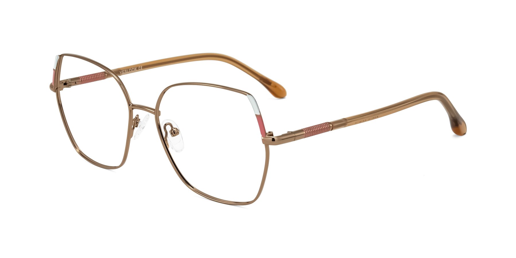 Angle of Suarie in Bronze/Brown with Clear Eyeglass Lenses