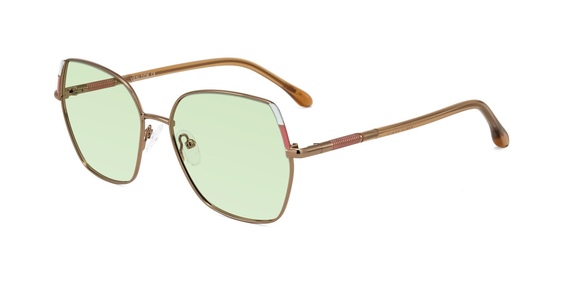 Angle of Suarie in Bronze/Brown with Light Green Tinted Lenses