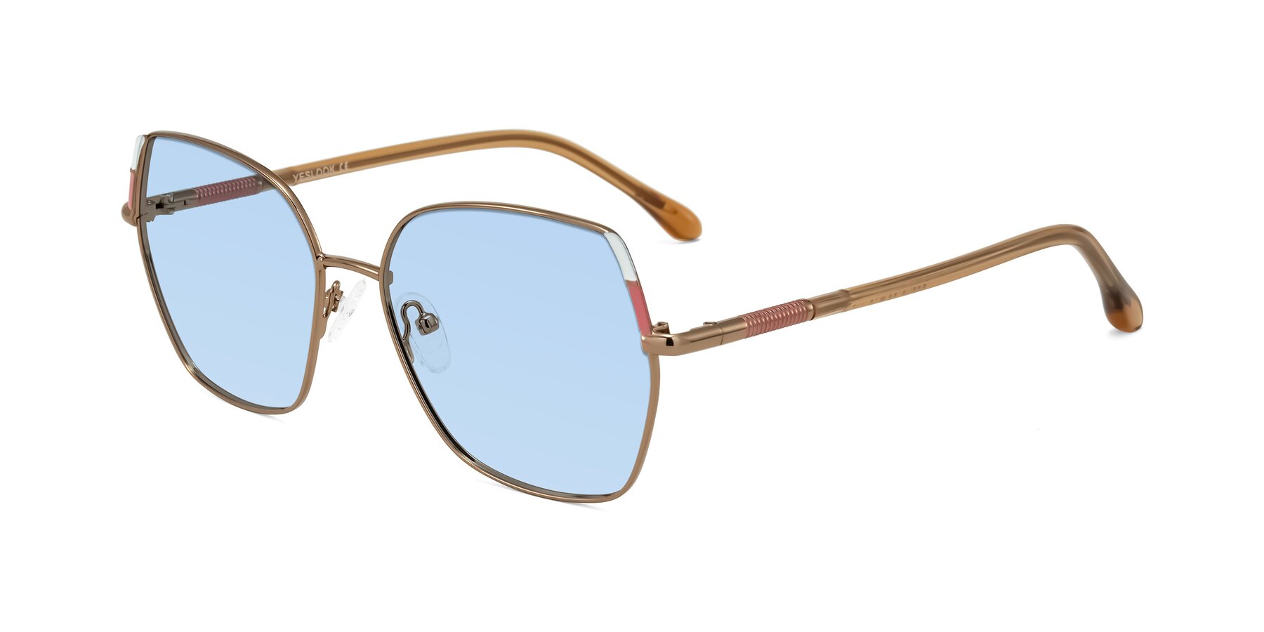 Angle of Suarie in Bronze/Brown with Light Blue Tinted Lenses