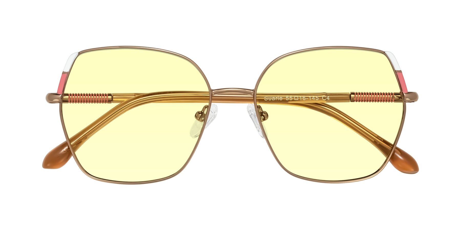 Folded Front of Suarie in Bronze/Brown with Light Yellow Tinted Lenses