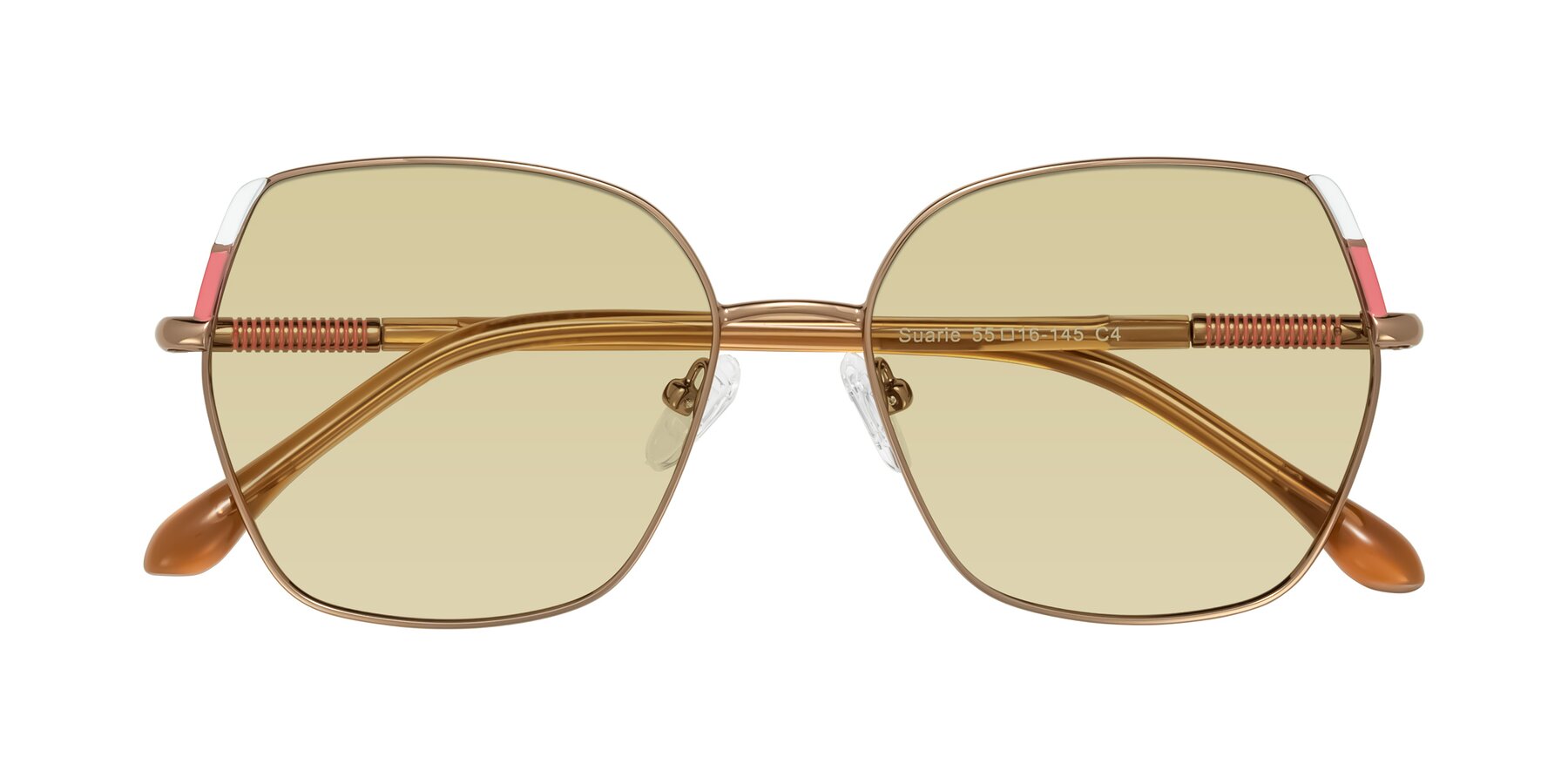 Folded Front of Suarie in Bronze/Brown with Light Champagne Tinted Lenses