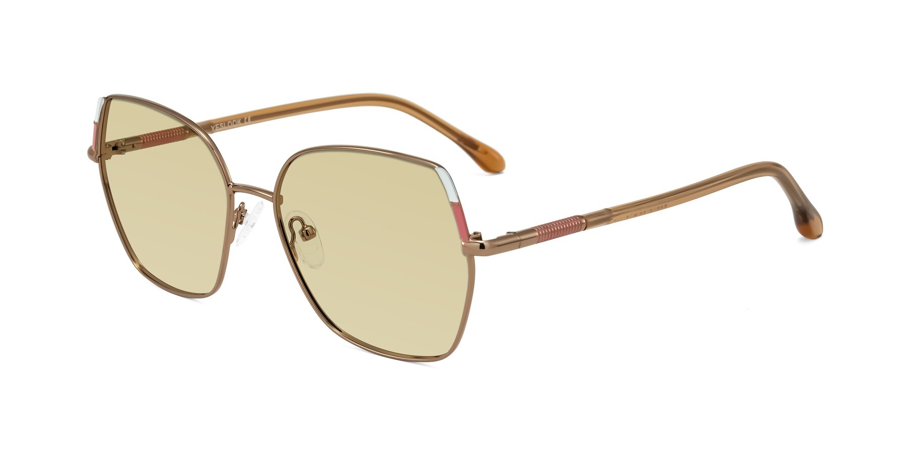 Angle of Suarie in Bronze/Brown with Light Champagne Tinted Lenses
