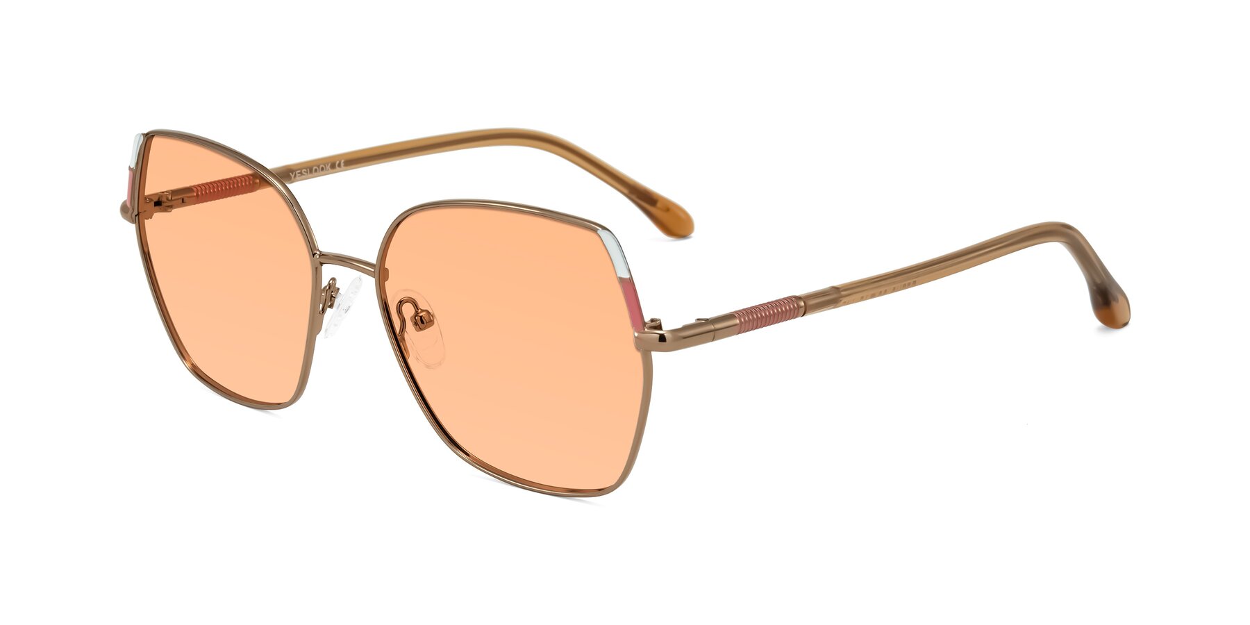 Angle of Suarie in Bronze/Brown with Light Orange Tinted Lenses