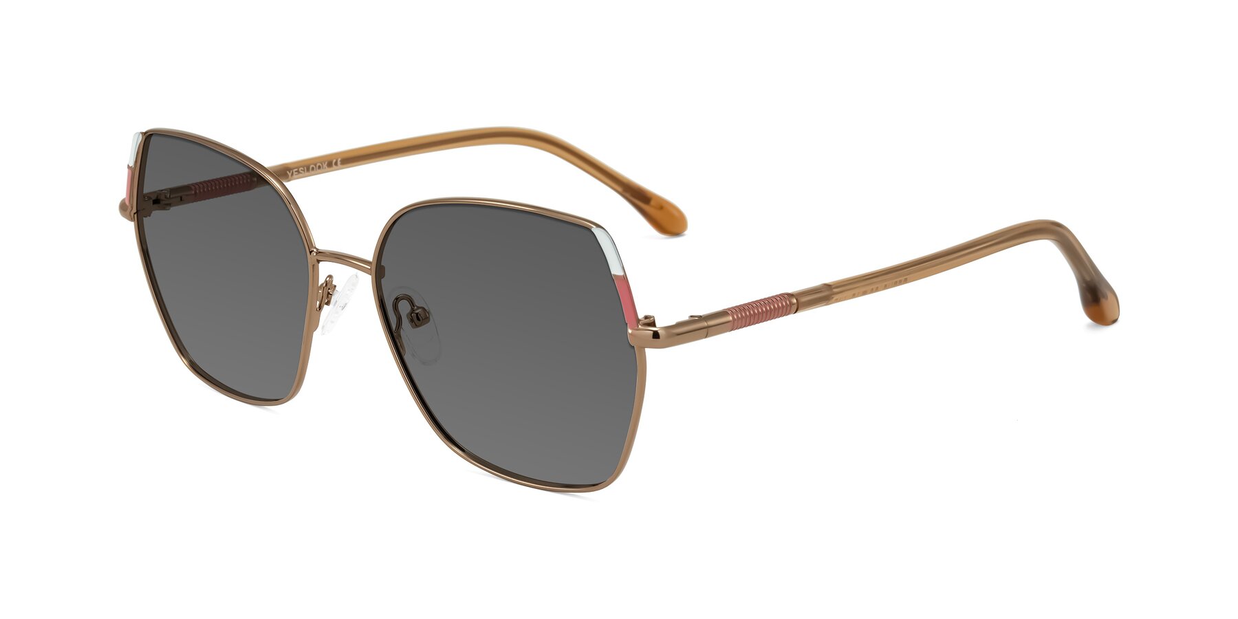 Angle of Suarie in Bronze/Brown with Medium Gray Tinted Lenses