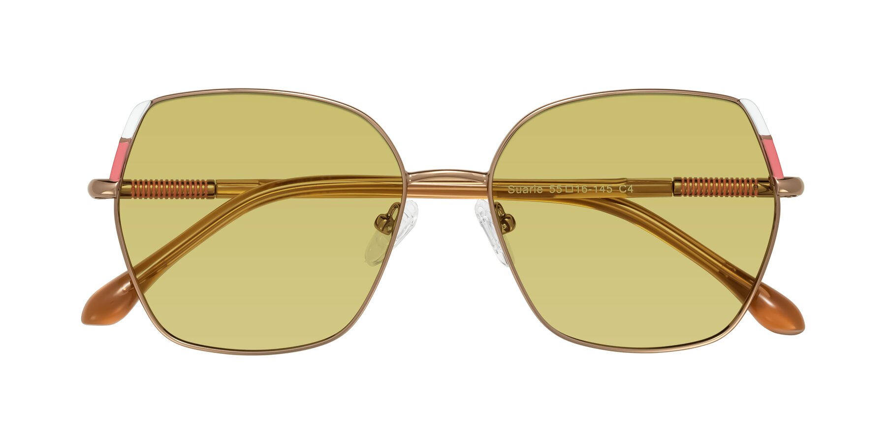 Folded Front of Suarie in Bronze/Brown with Medium Champagne Tinted Lenses