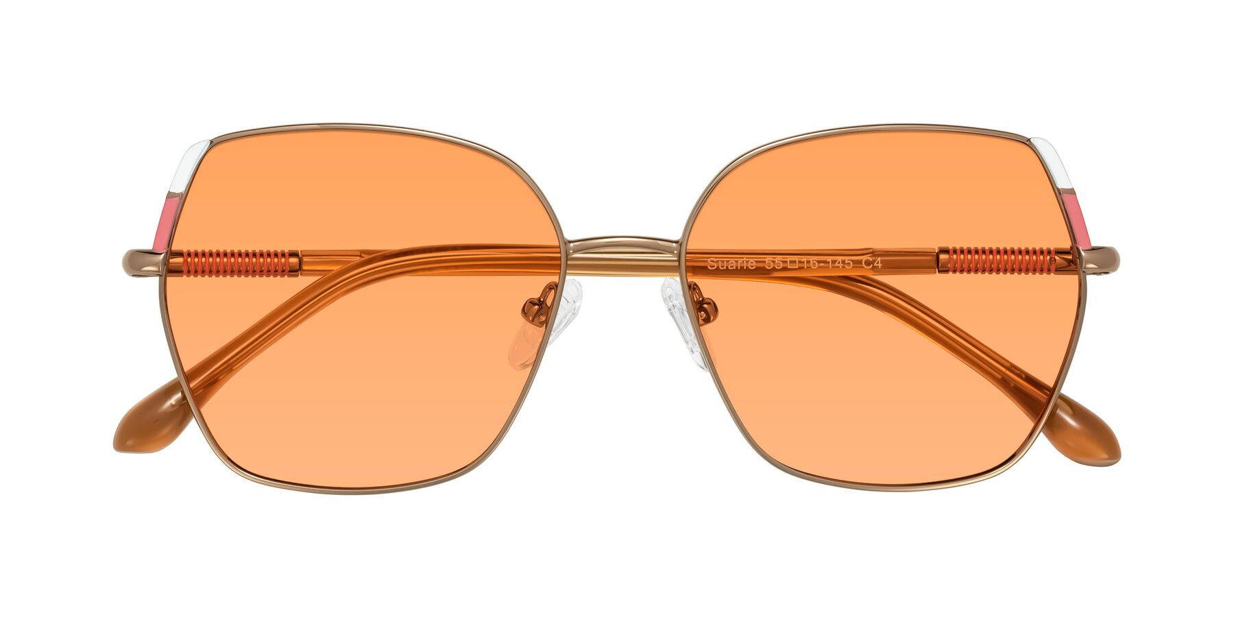 Folded Front of Suarie in Bronze/Brown with Medium Orange Tinted Lenses
