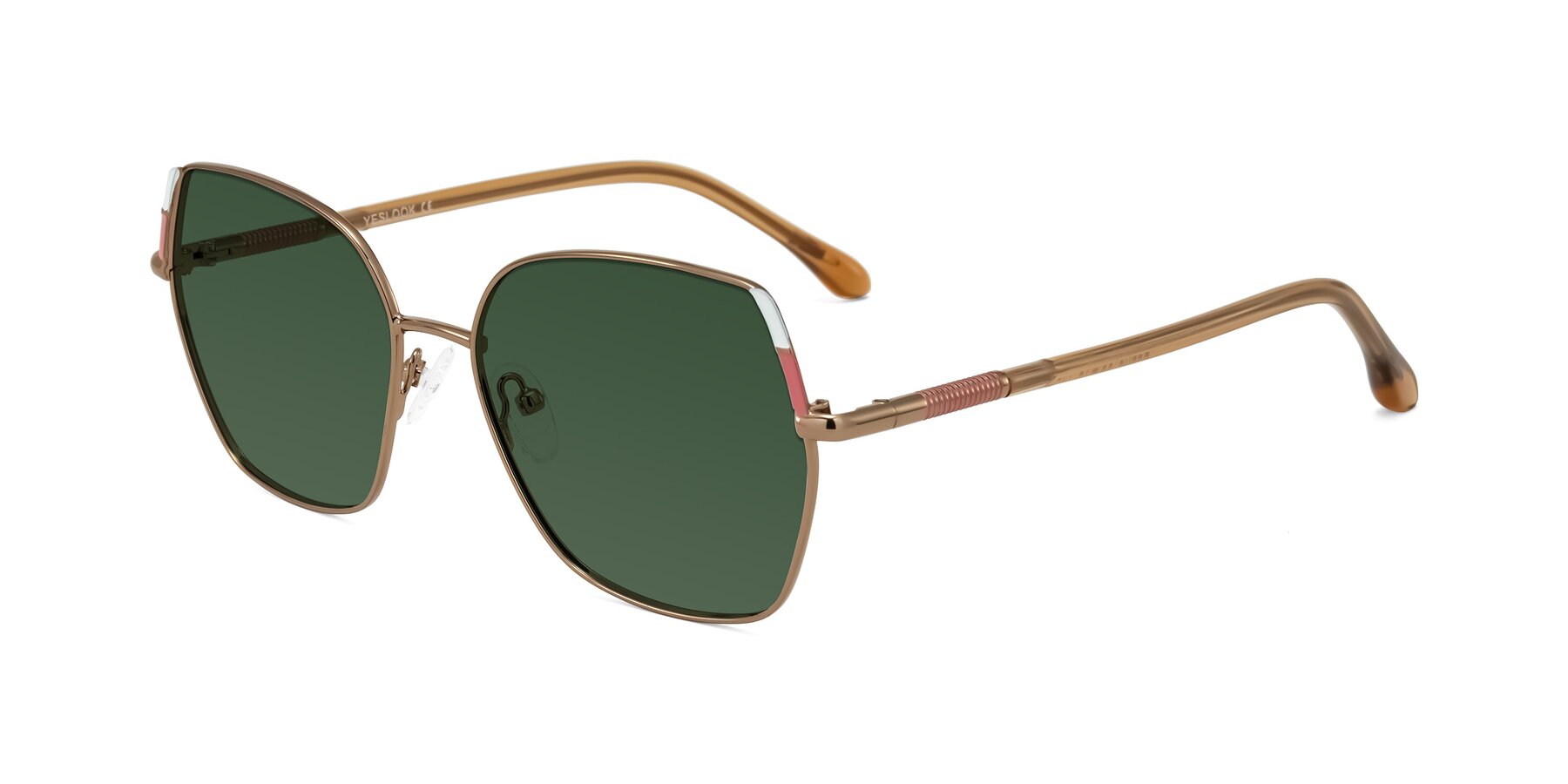 Angle of Suarie in Bronze/Brown with Green Tinted Lenses