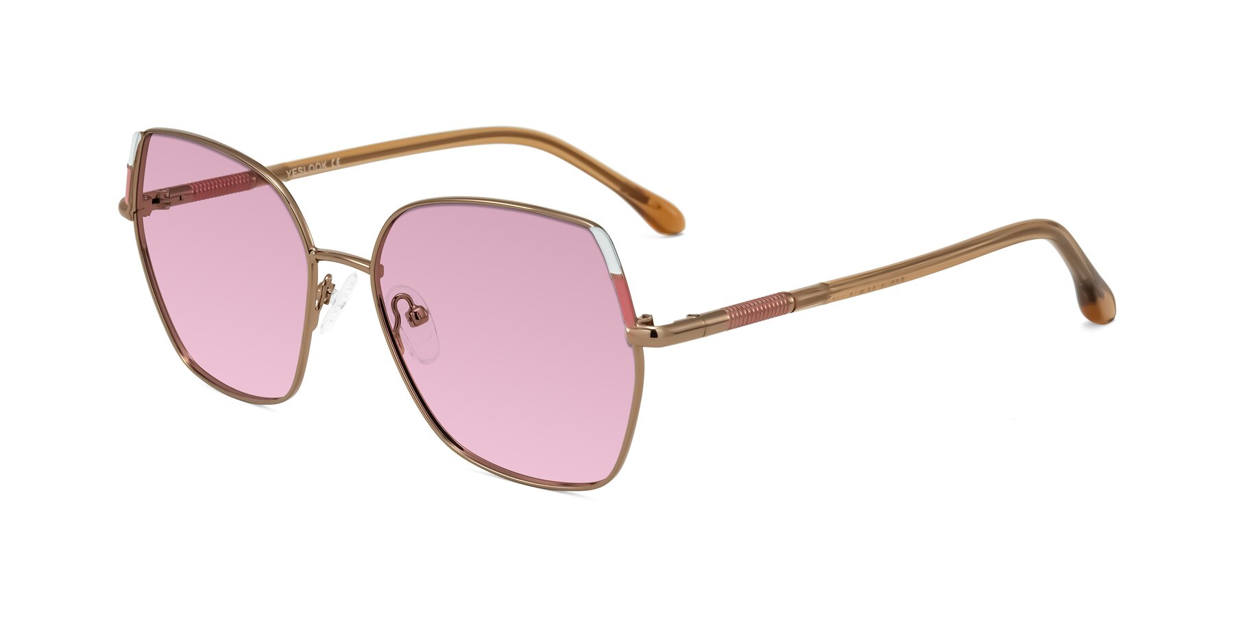 Angle of Suarie in Bronze/Brown with Light Wine Tinted Lenses