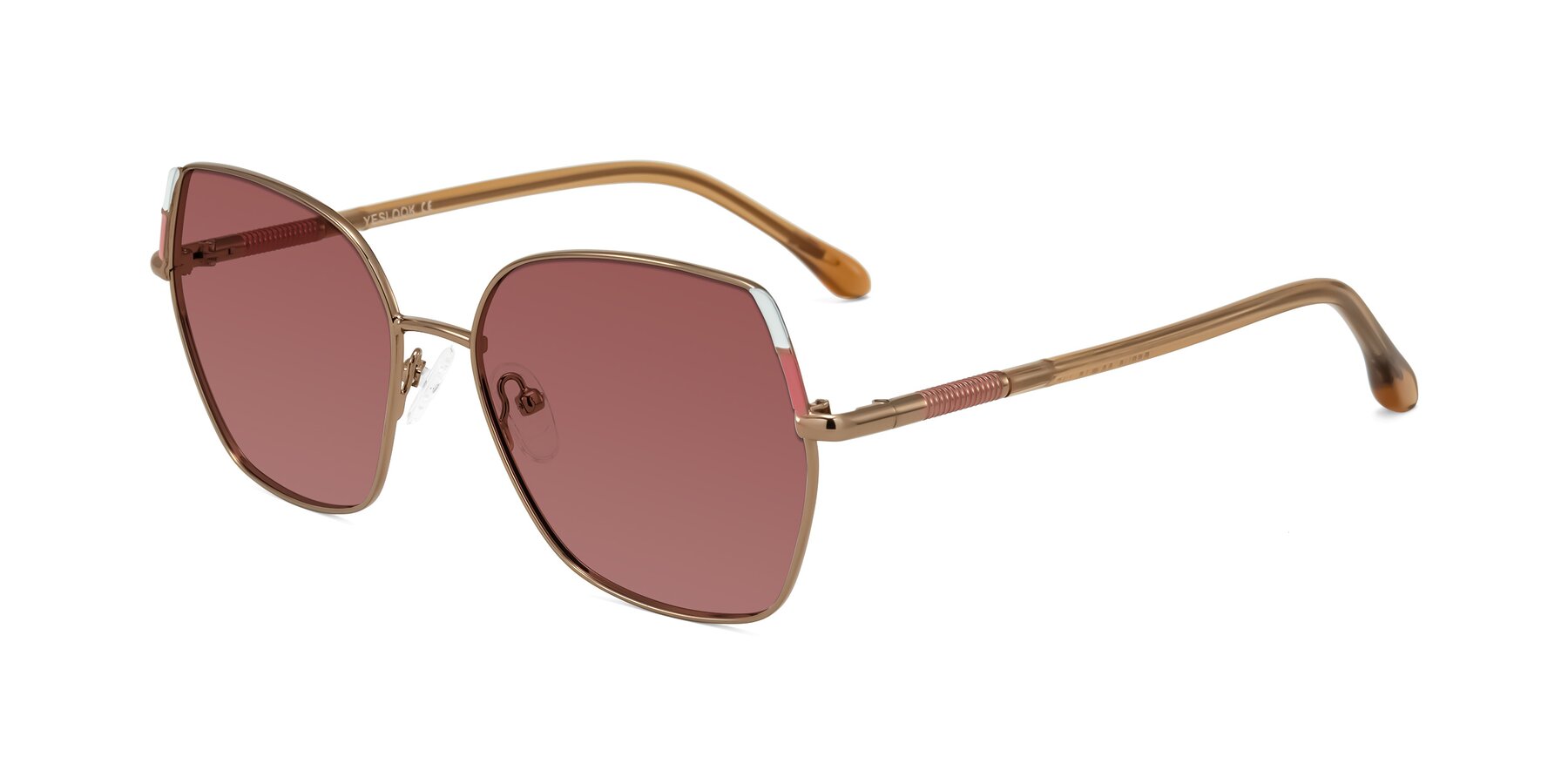 Angle of Suarie in Bronze/Brown with Garnet Tinted Lenses