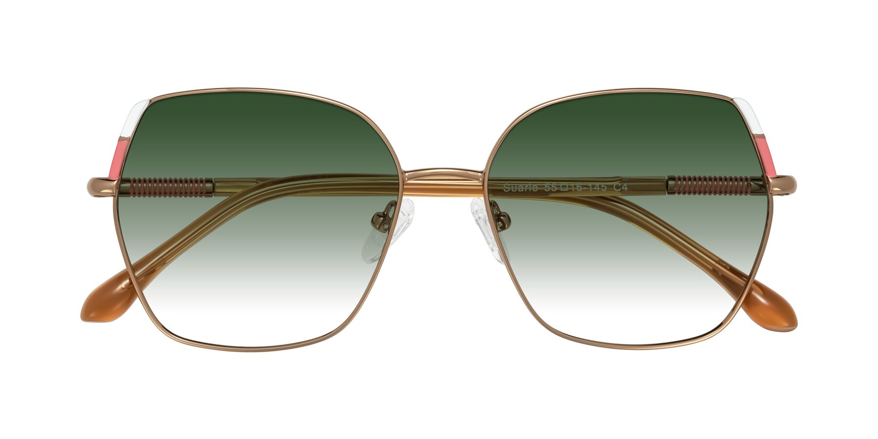 Folded Front of Suarie in Bronze/Brown with Green Gradient Lenses