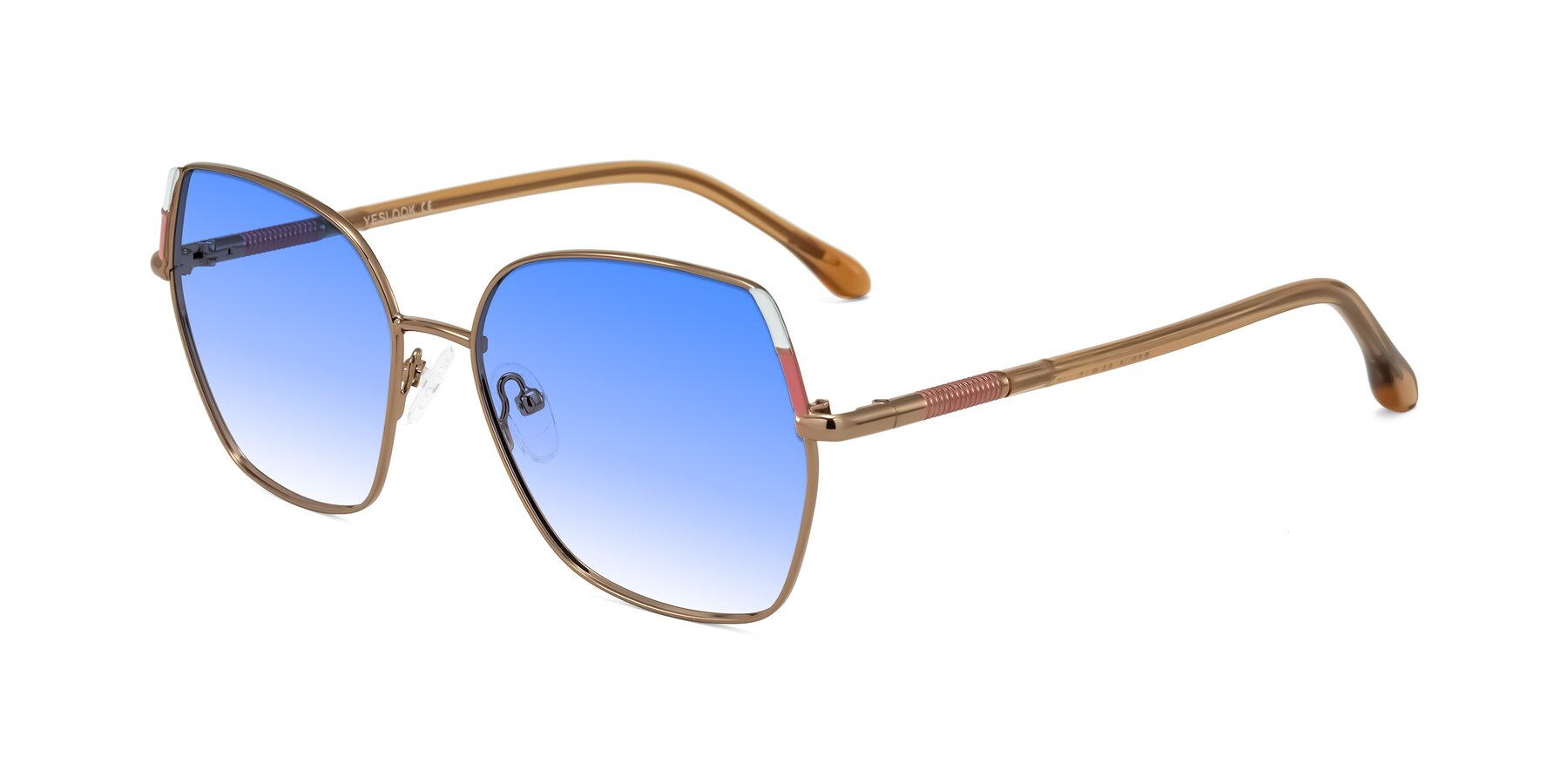Angle of Suarie in Bronze/Brown with Blue Gradient Lenses