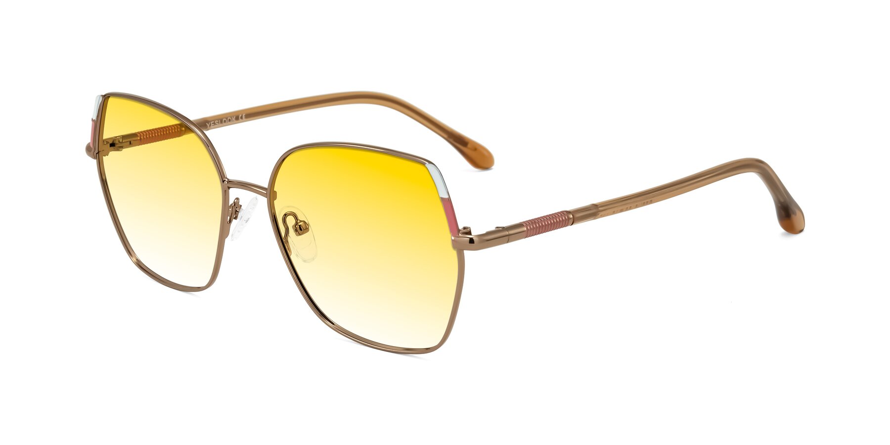 Angle of Suarie in Bronze/Brown with Yellow Gradient Lenses