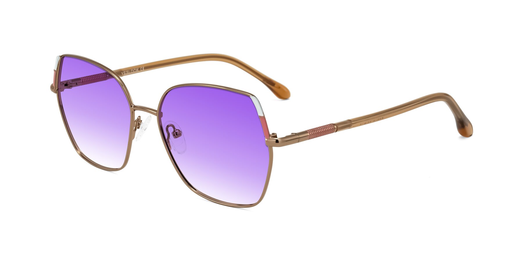 Angle of Suarie in Bronze/Brown with Purple Gradient Lenses
