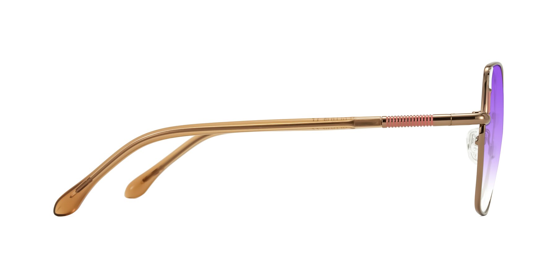 Side of Suarie in Bronze/Brown with Purple Gradient Lenses
