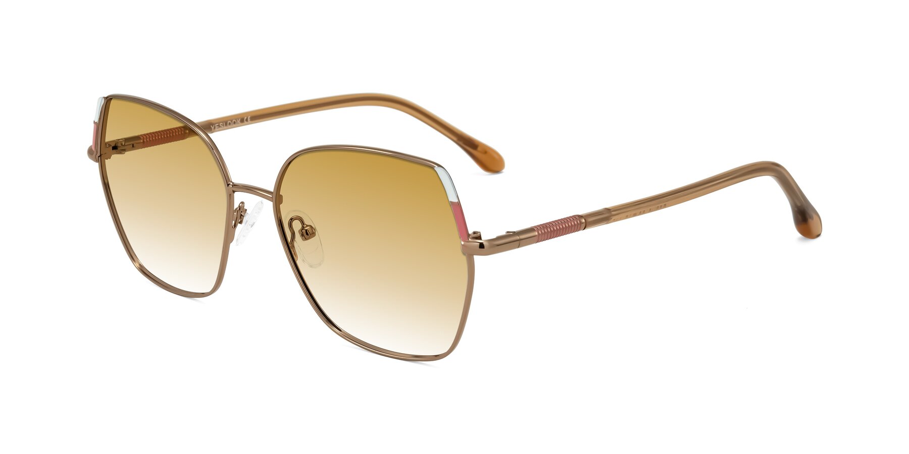 Angle of Suarie in Bronze/Brown with Champagne Gradient Lenses