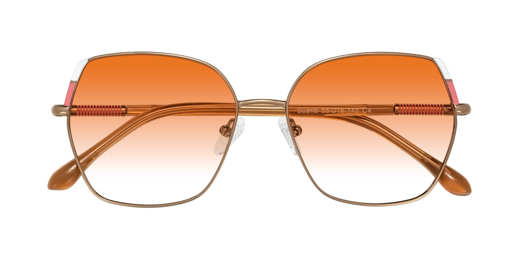 Folded Front of Suarie in Bronze/Brown with Orange Gradient Lenses