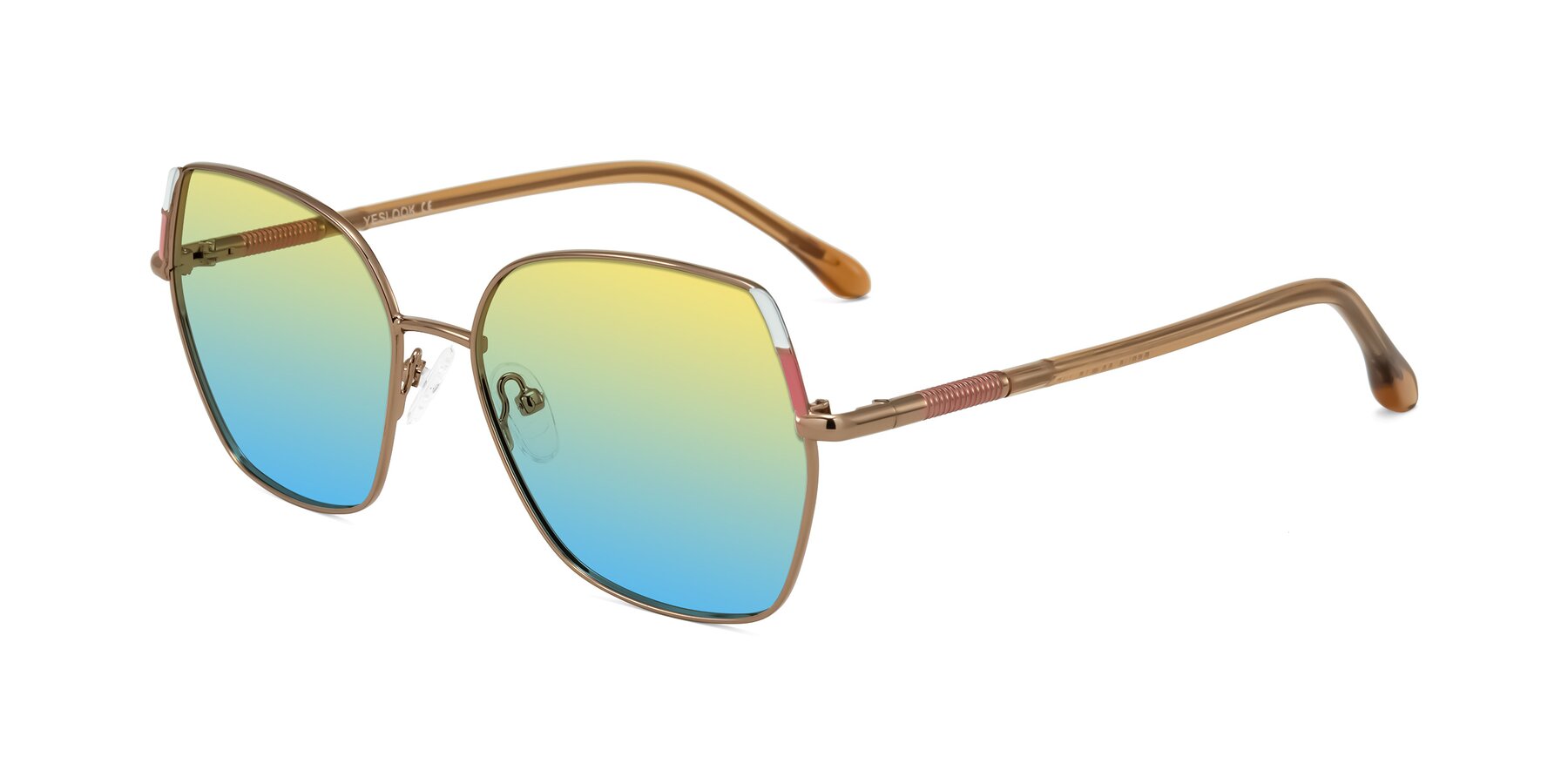 Angle of Suarie in Bronze/Brown with Yellow / Blue Gradient Lenses