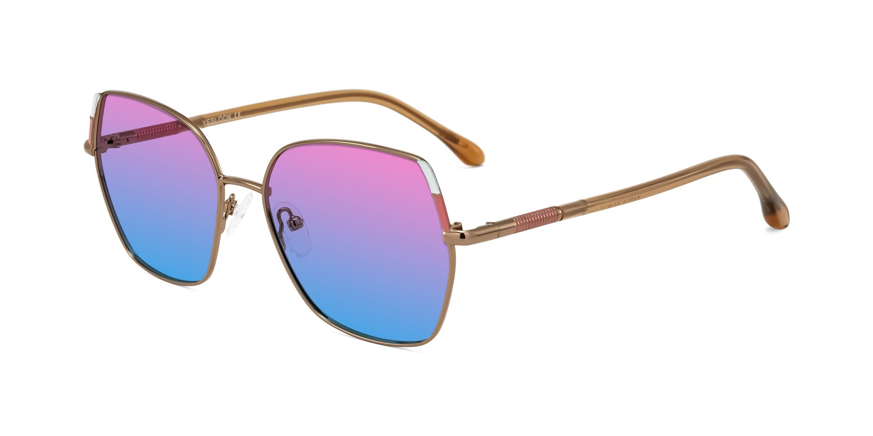 Angle of Suarie in Bronze/Brown with Pink / Blue Gradient Lenses
