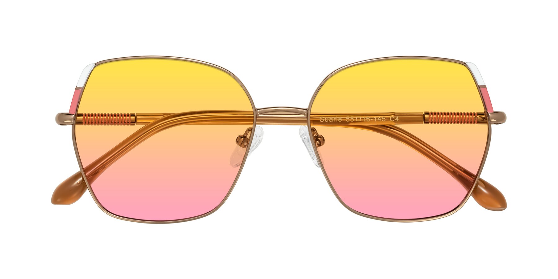 Folded Front of Suarie in Bronze/Brown with Yellow / Pink Gradient Lenses