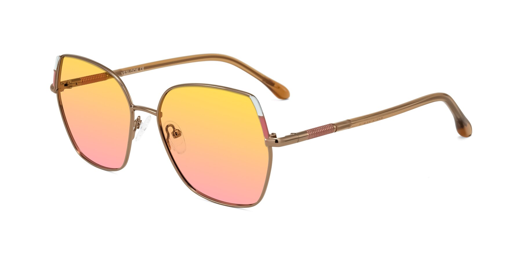 Angle of Suarie in Bronze/Brown with Yellow / Pink Gradient Lenses