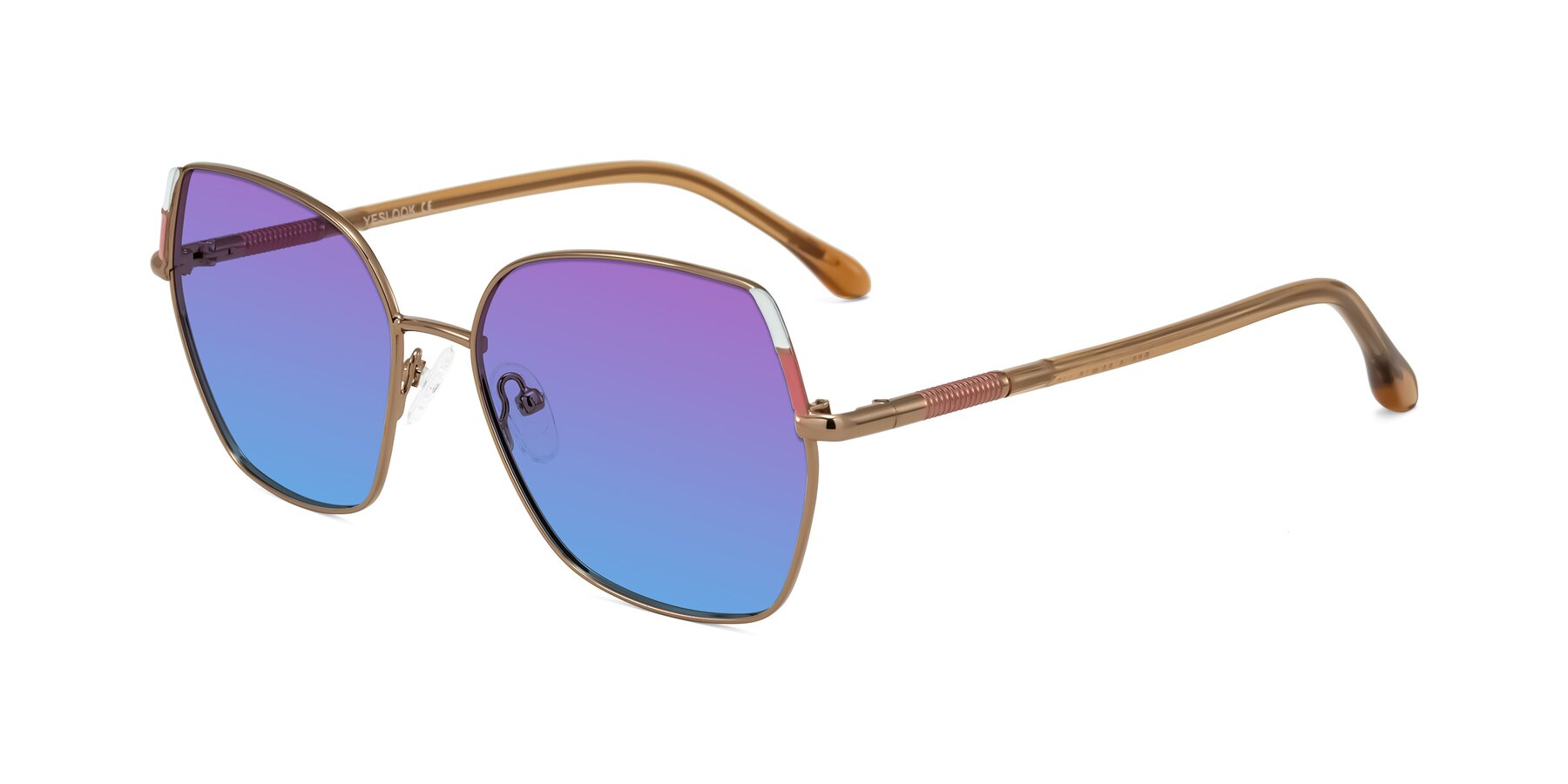 Angle of Suarie in Bronze/Brown with Purple / Blue Gradient Lenses