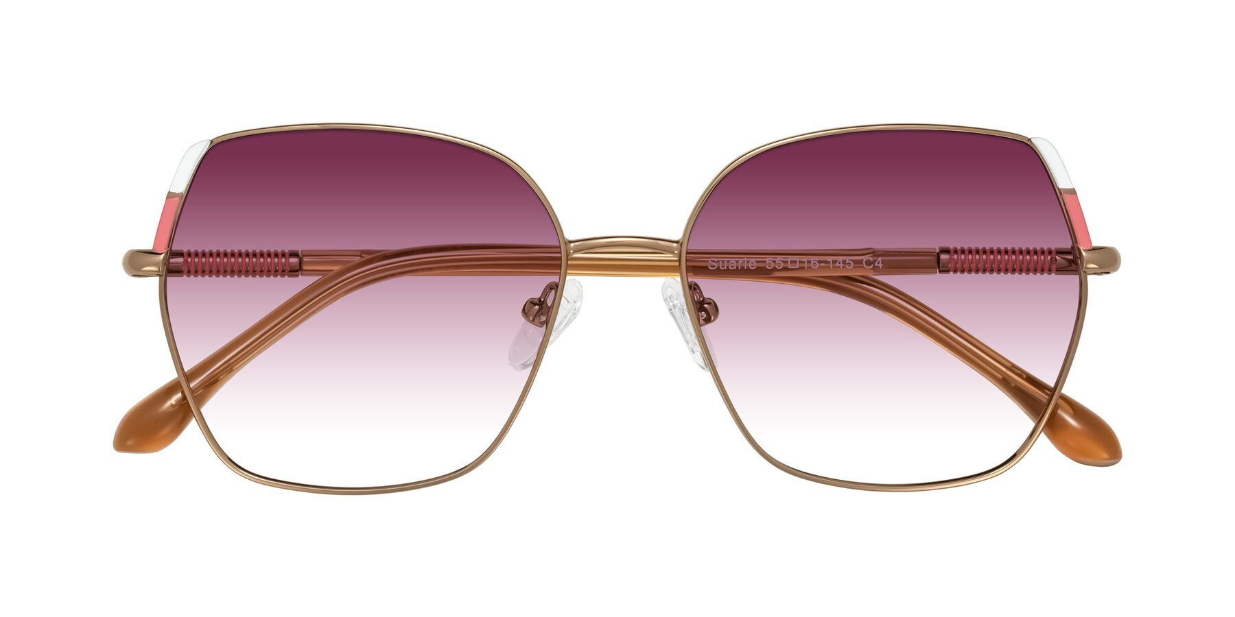 Folded Front of Suarie in Bronze/Brown with Wine Gradient Lenses