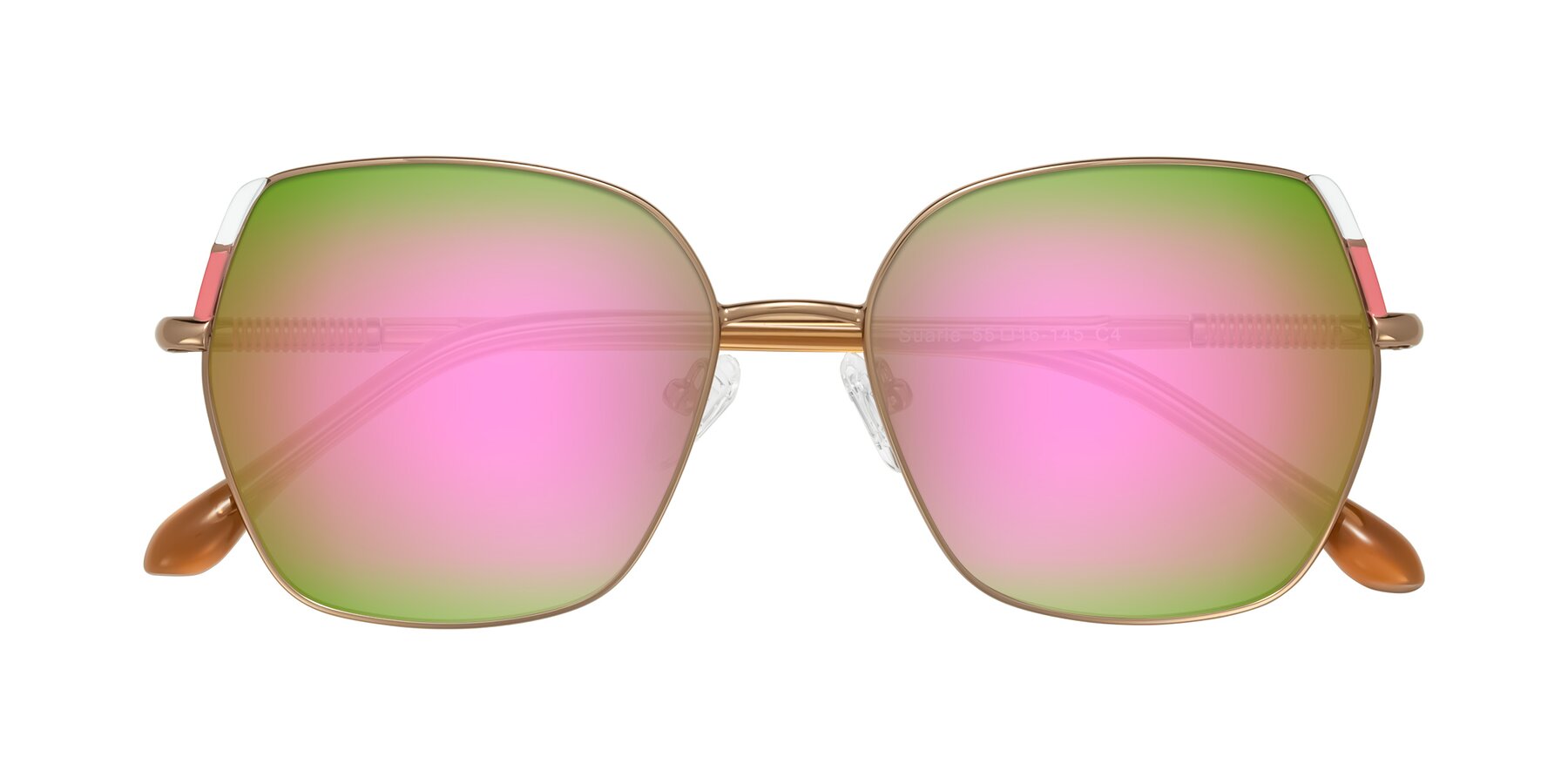 Folded Front of Suarie in Bronze/Brown with Pink Mirrored Lenses