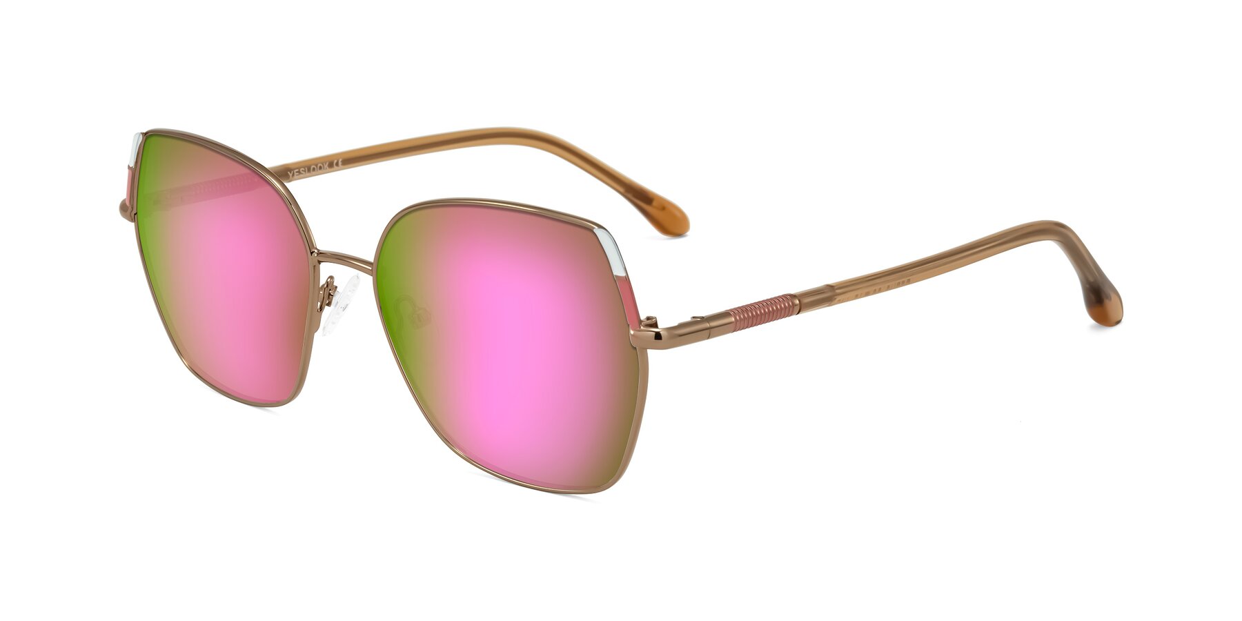 Angle of Suarie in Bronze/Brown with Pink Mirrored Lenses