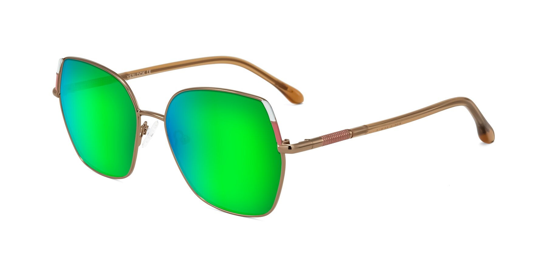 Angle of Suarie in Bronze/Brown with Green Mirrored Lenses