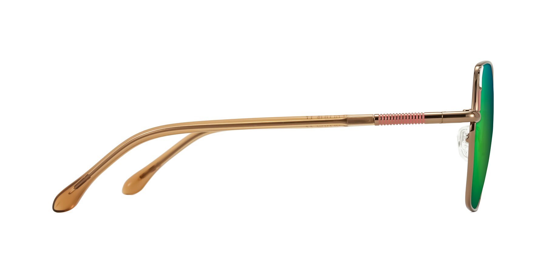 Side of Suarie in Bronze/Brown with Green Mirrored Lenses