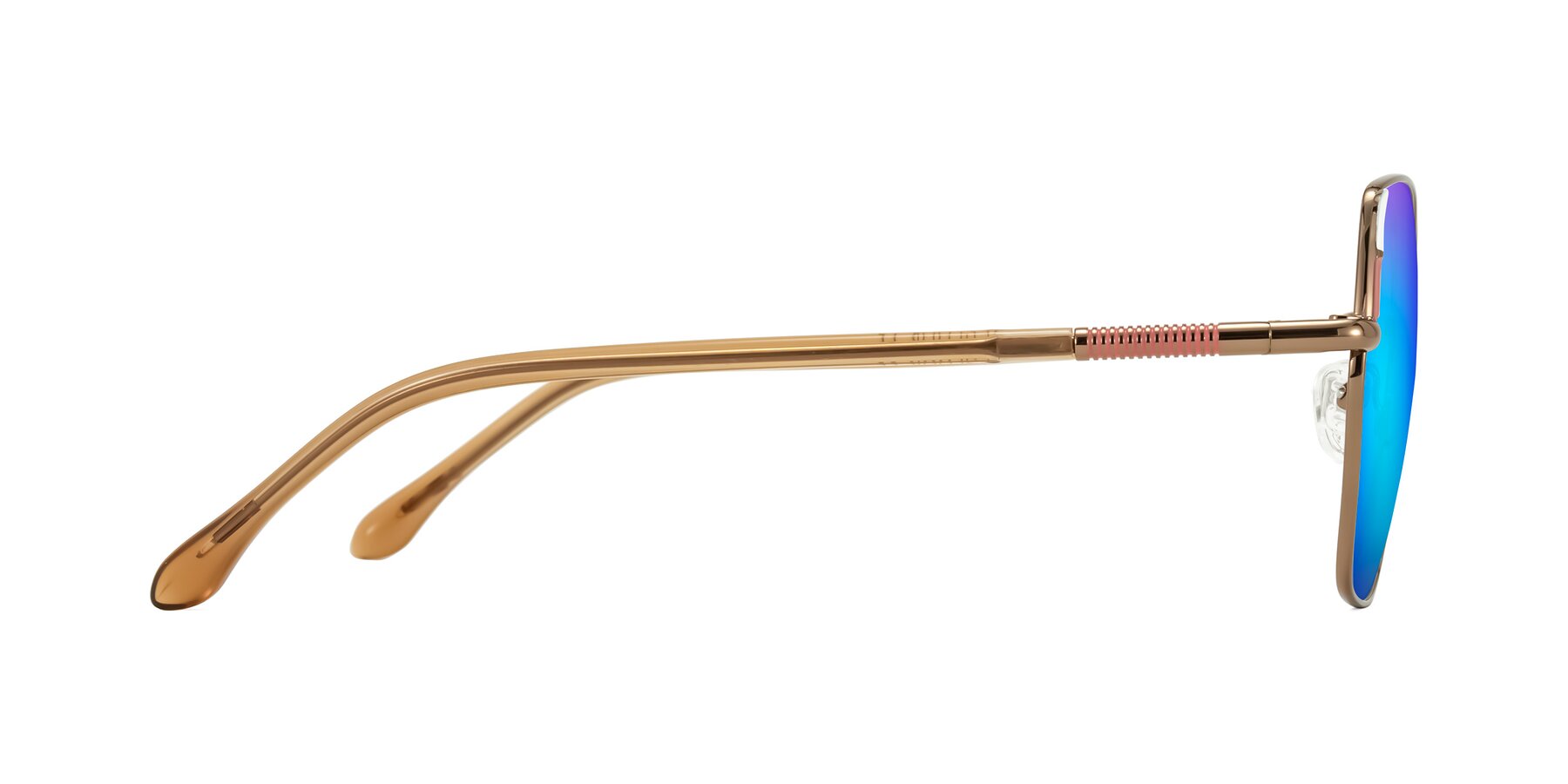 Side of Suarie in Bronze/Brown with Blue Mirrored Lenses