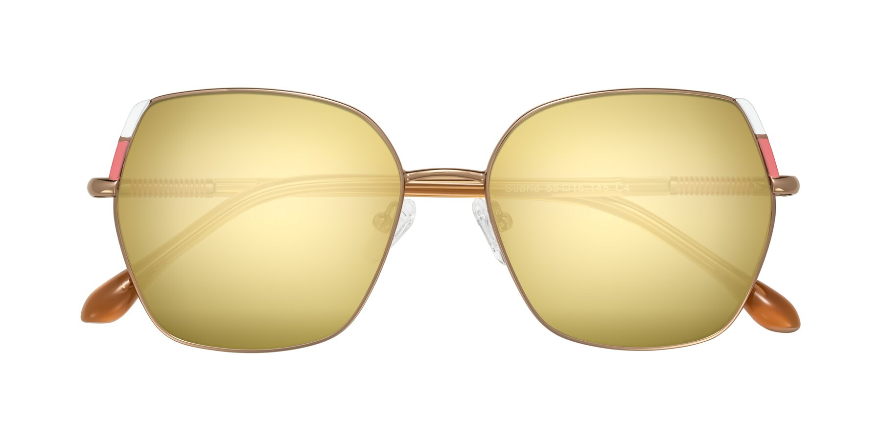 Folded Front of Suarie in Bronze/Brown with Gold Mirrored Lenses