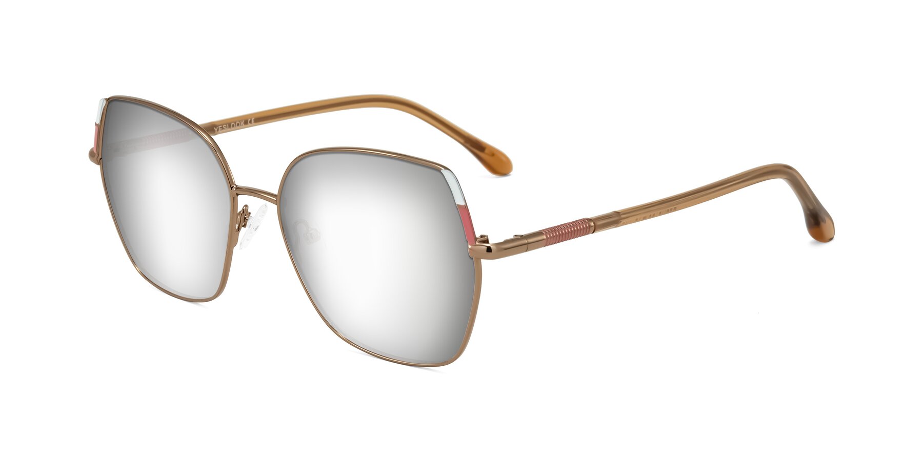 Angle of Suarie in Bronze/Brown with Silver Mirrored Lenses