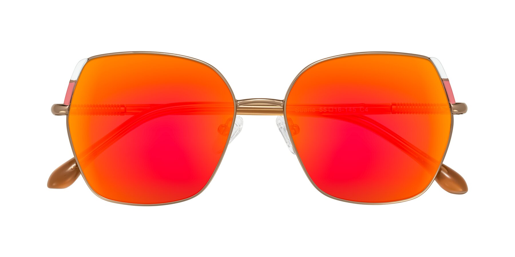 Folded Front of Suarie in Bronze/Brown with Red Gold Mirrored Lenses