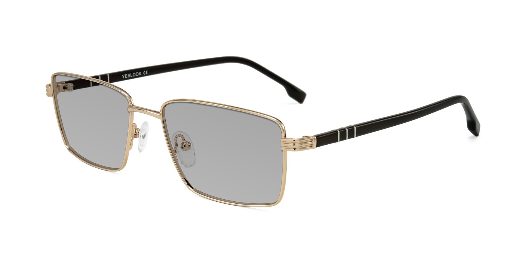 Angle of Raiyah in Gold/Dark Brown with Light Gray Tinted Lenses