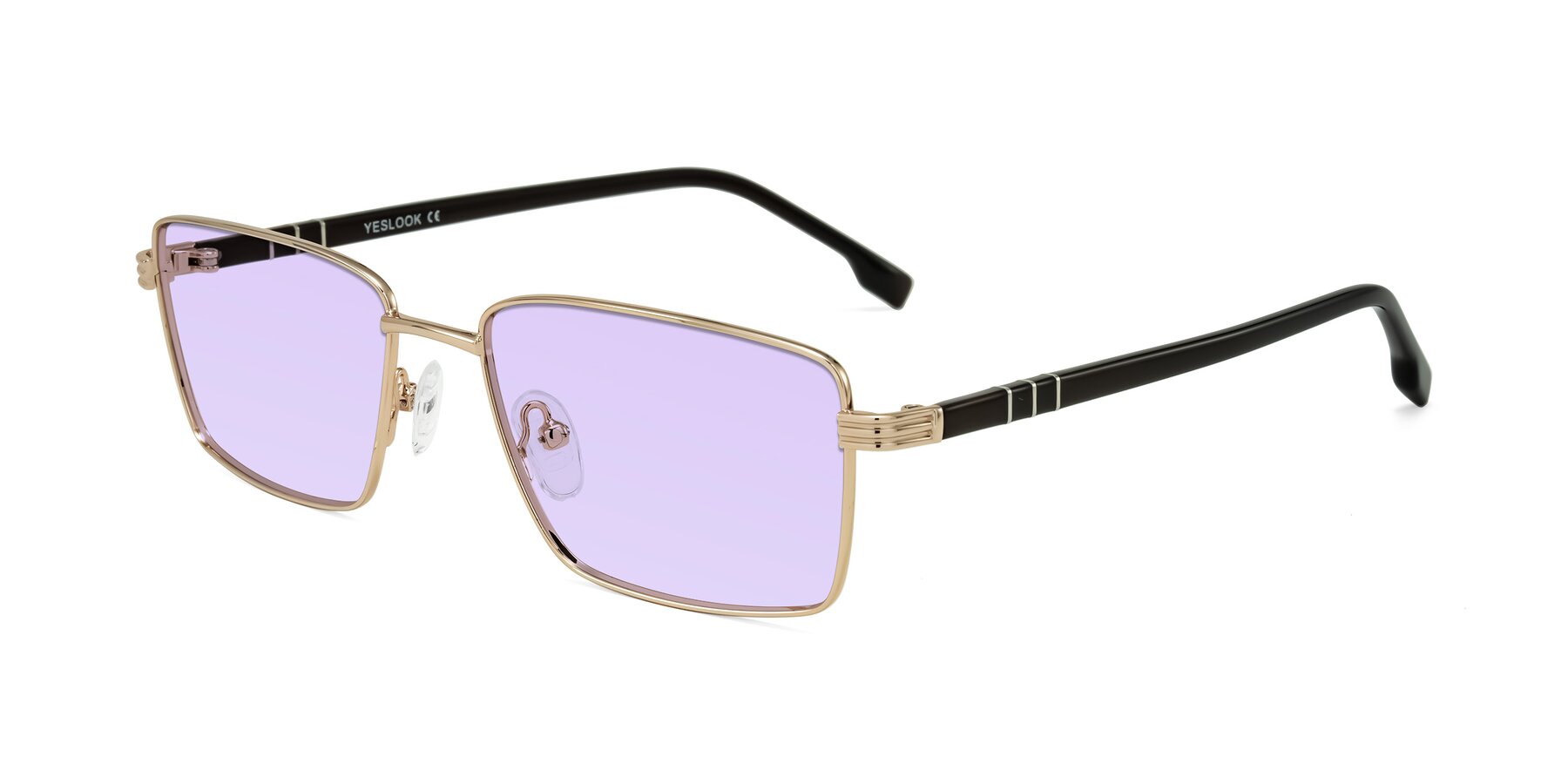 Angle of Raiyah in Gold/Dark Brown with Light Purple Tinted Lenses