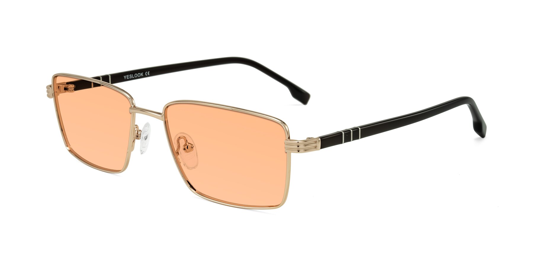 Angle of Raiyah in Gold/Dark Brown with Light Orange Tinted Lenses