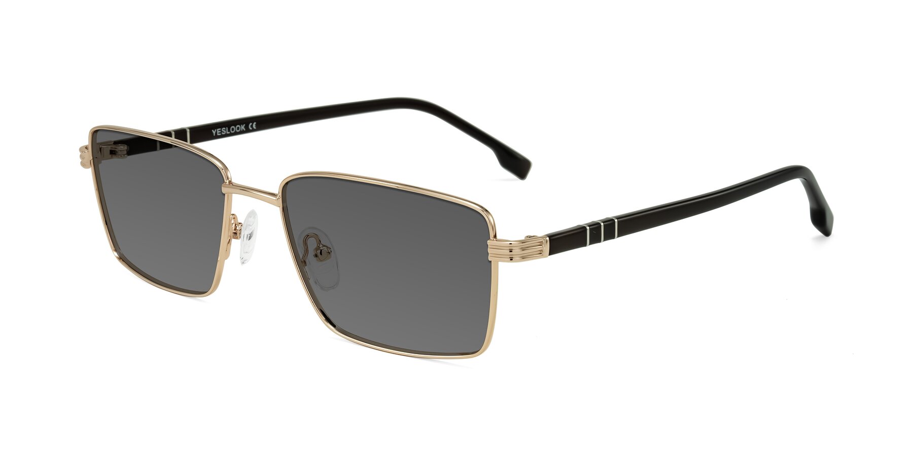 Angle of Raiyah in Gold/Dark Brown with Medium Gray Tinted Lenses